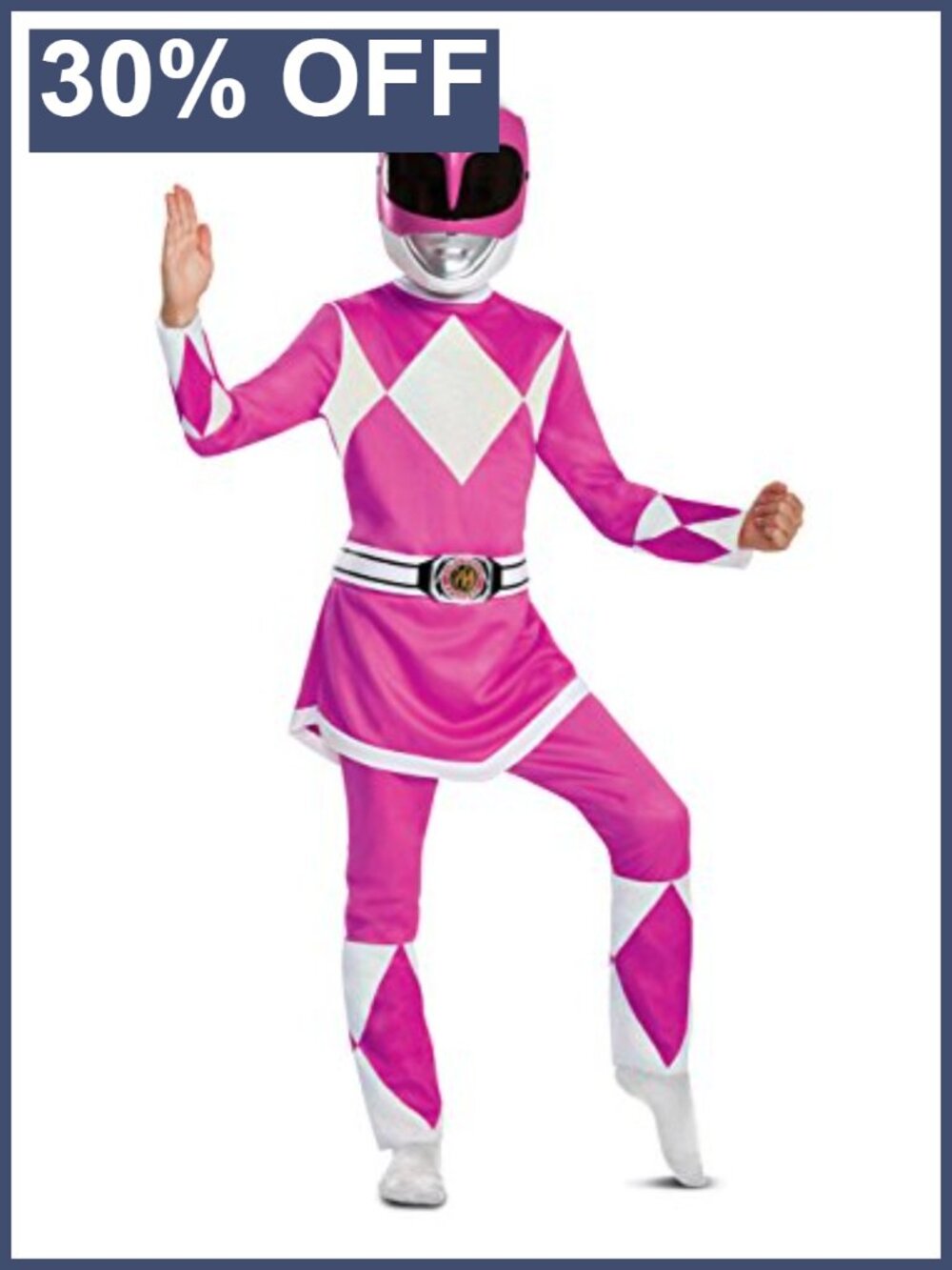 Girls Pink Ranger Costume Jumpsuit Mask Size 7-8 Kids Halloween Cosplay